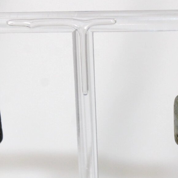 Sterling Silver Hook Drop Dangle Labradorite & Black Glass Bead Fashion Earrings - Picture 8 of 8